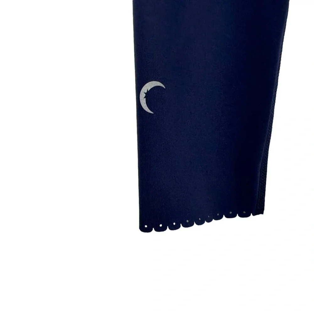 Zyia Active Girls Leggings Size 10-11 Blue Scalloped Ankles Gymnastics Dance